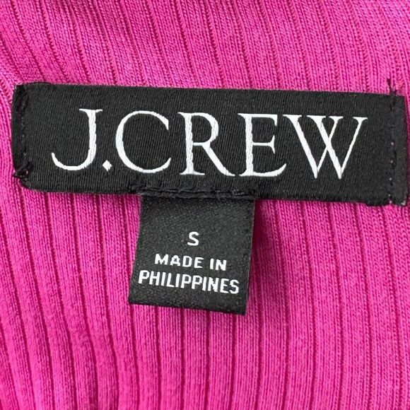 J.Crew Womens VIntage Rib Ruffle Mockneck Top Hot Pink Size Small BM317 - Picture 6 of 7